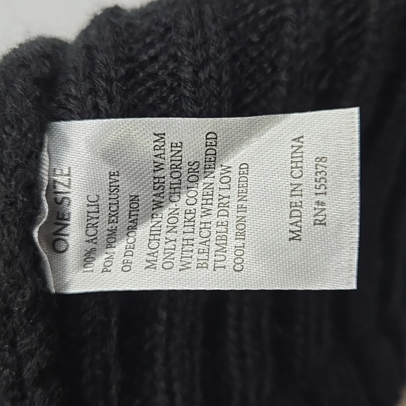 Baby Phat Black Beanie with Gold Embroidery and Tan Pom Pom - Picture 3 of 7